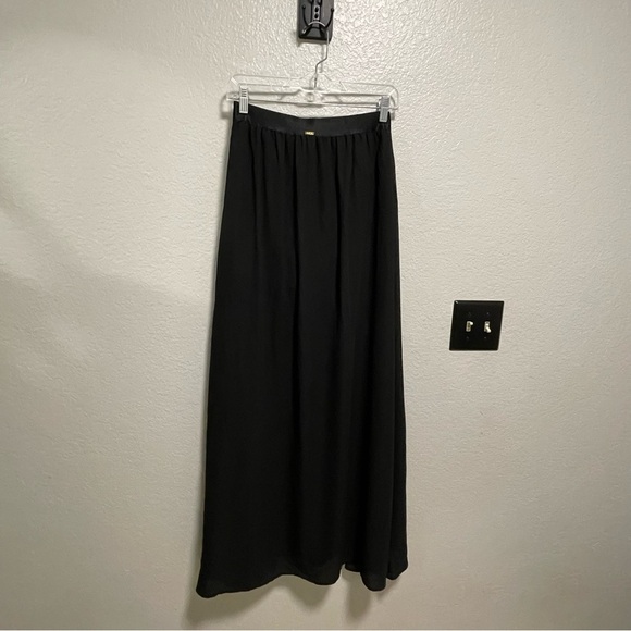 VTG Y2K 90s Bebe Black Sheer Panel Maxi Skirt With Shorts Size Medium - Picture 6 of 7